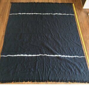 INUP Home 100% Cotton Throw Blanket Fringe Navy Blue 64” X 52” Made In Portugal